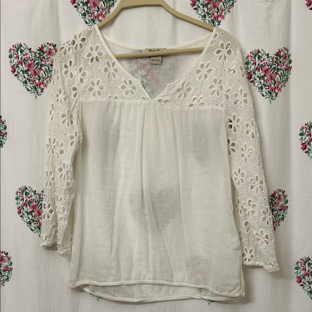 Lucky Brand White Eyelet Lace Blouse